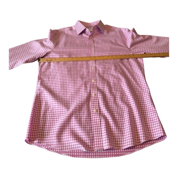 Charles Tyrwhitt Shirt Mens 17/36 Pink Gingham Check Non Iron Slim Fit - Picture 5 of 9